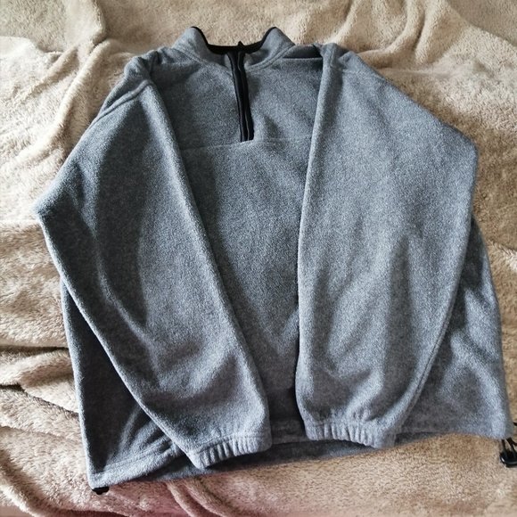 [45] Alpine Tek Black Grey Zip Fleece Jacket Pullover Size M - Picture 6 of 7